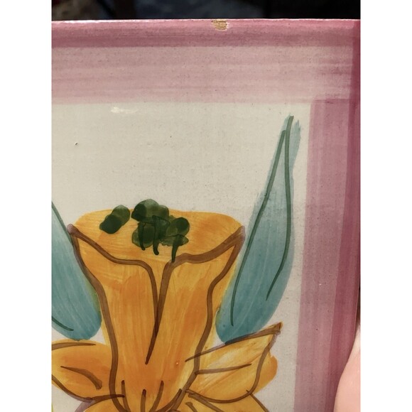 RARE Italian Pastel Floral Ceramic Trivet 8’ - Picture 2 of 7